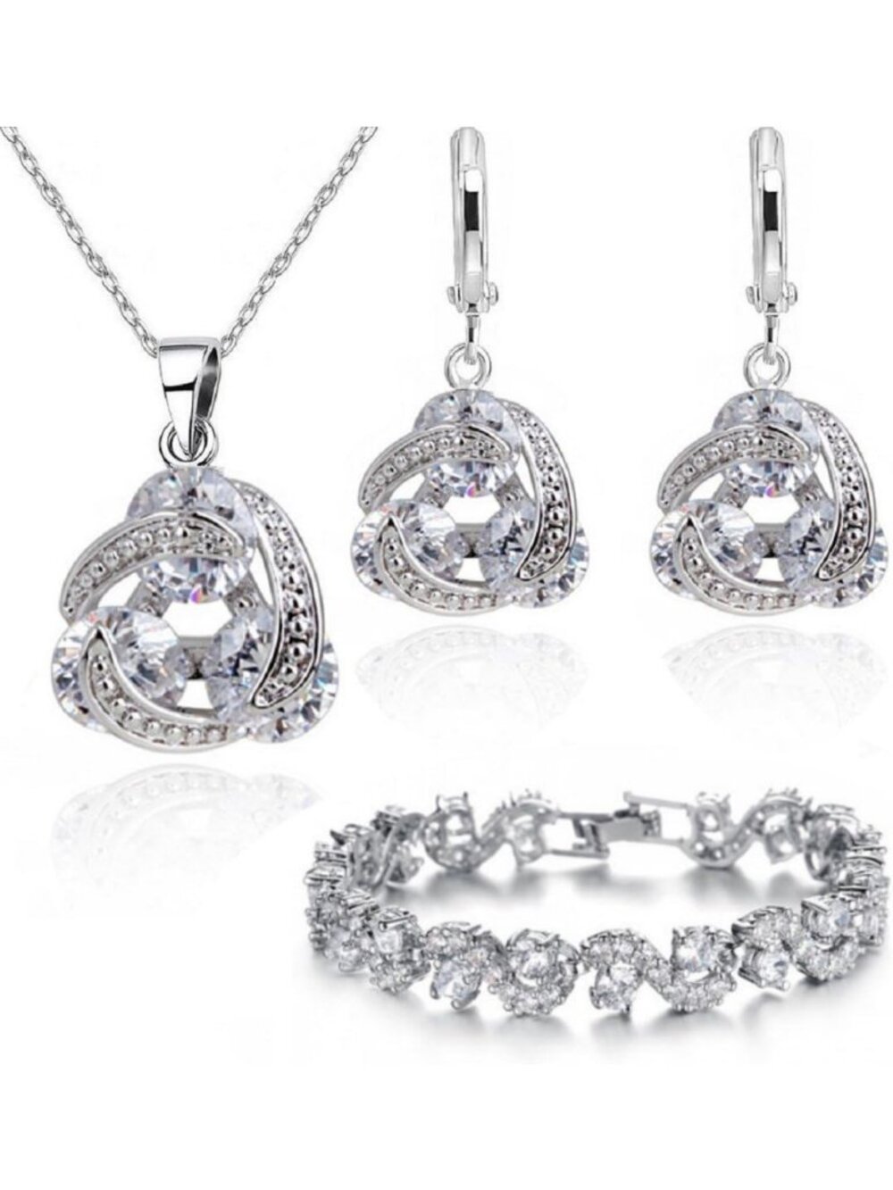 Elegant Bridal Jewelry Set - Crystalline Necklace & Earring for Weddings, Cubic